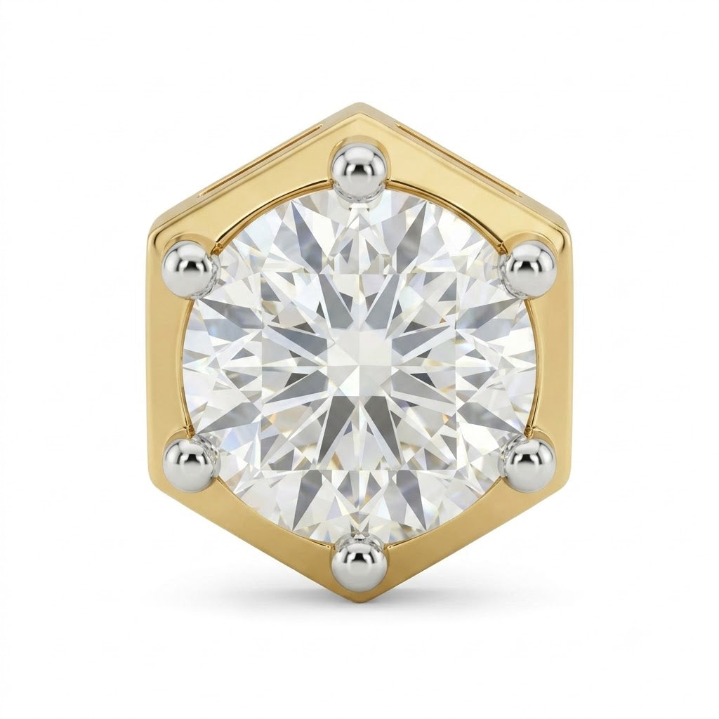 Geometric Hexagon Halo Lab Grown Diamond Stud
