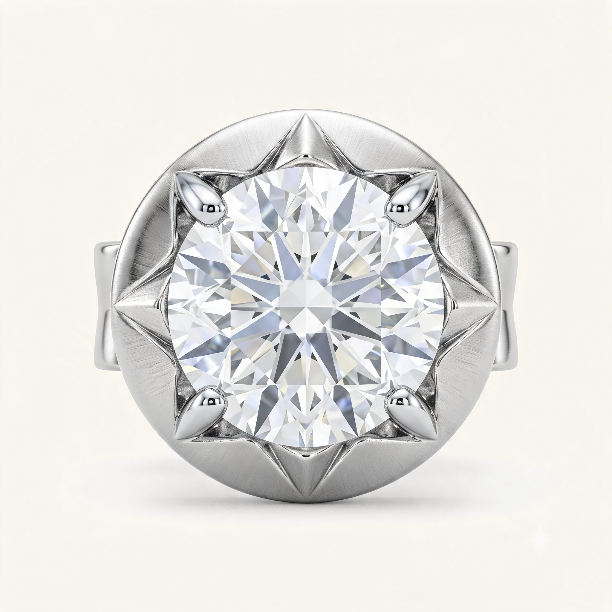 Bold Round Basket Set Lab Grown Diamond Solitaire Stud