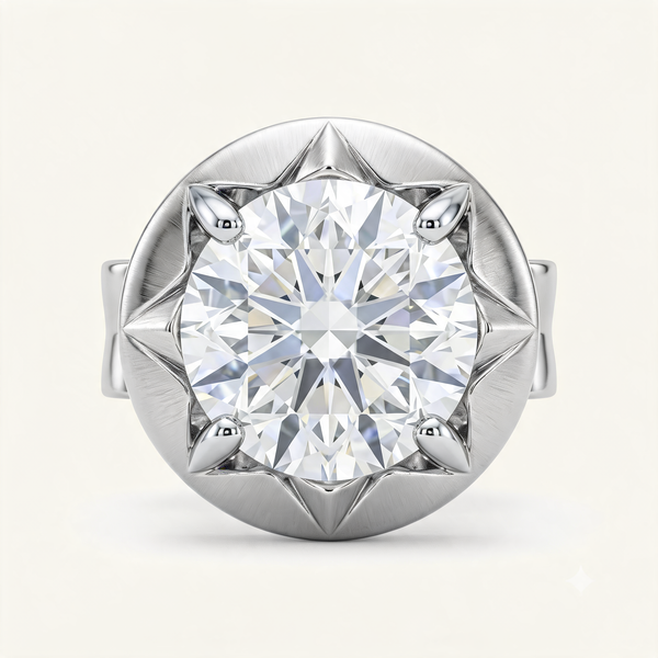 Bold Round Basket Set Lab Grown Diamond Solitaire Stud