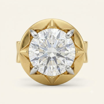 Bold Round Basket Set Lab Grown Diamond Solitaire Stud