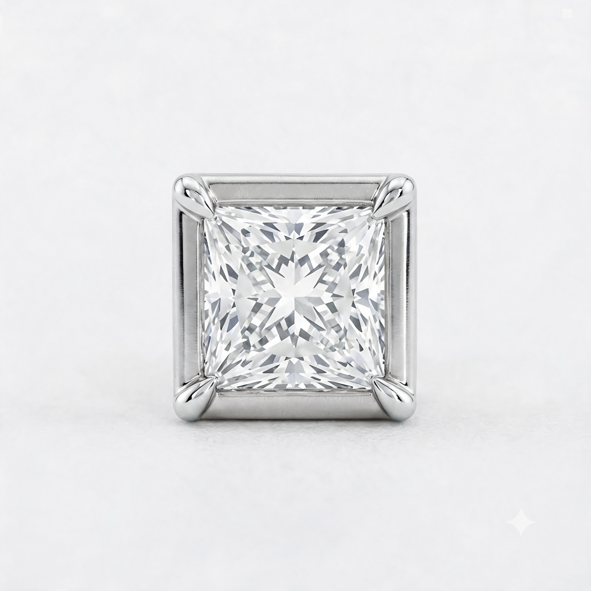 Modern Square Bezel Solitaire Lab Grown Diamond Stud