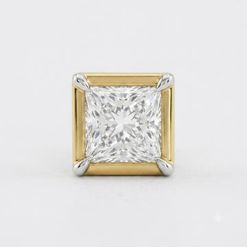 Modern Square Bezel Solitaire Lab Grown Diamond Stud