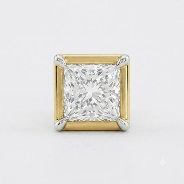 Modern Square Bezel Solitaire Lab Grown Diamond Stud