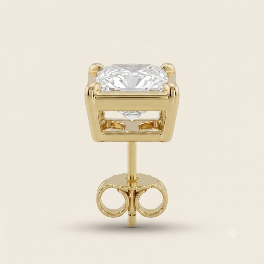 Modern Square Bezel Solitaire Lab Grown Diamond Stud