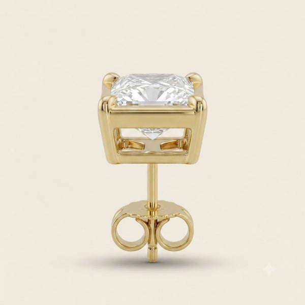 Modern Square Bezel Solitaire Lab Grown Diamond Stud