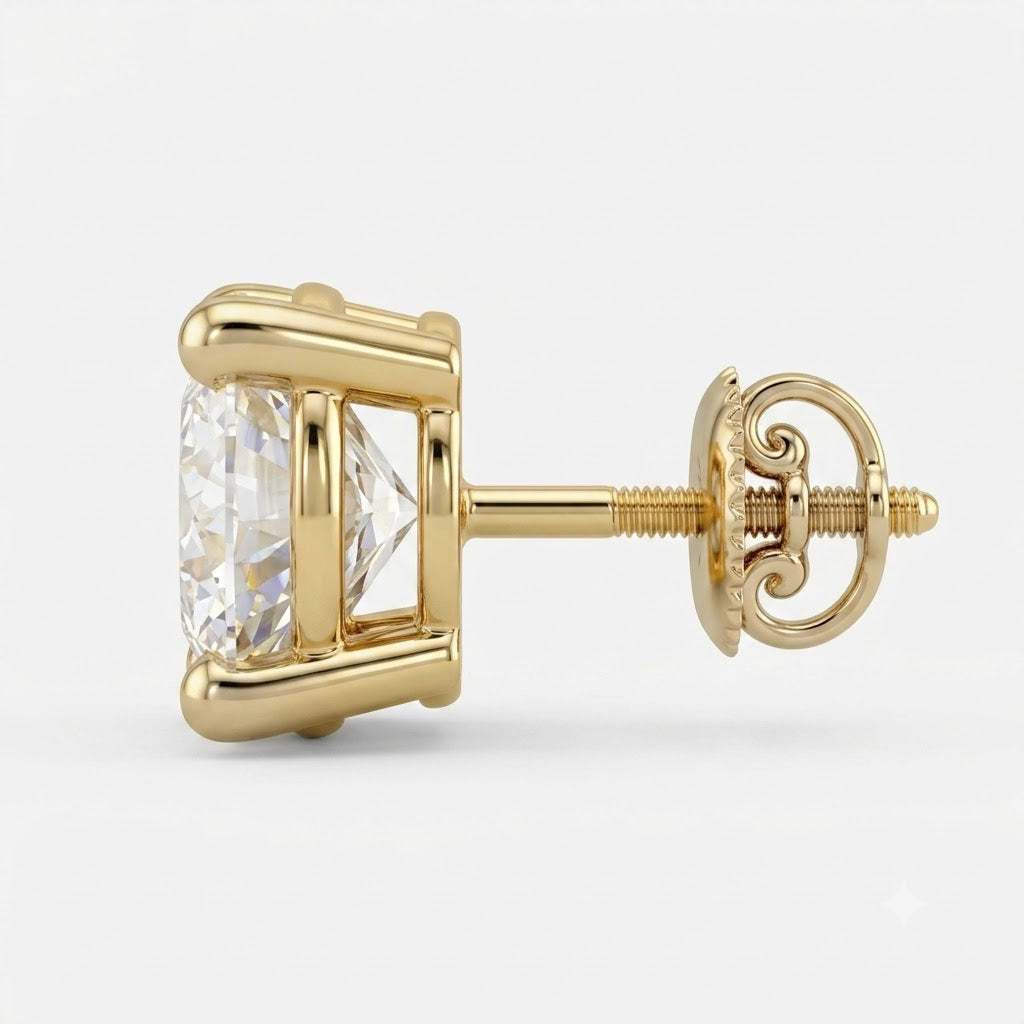 Elegant Cushion Solitaire Lab Grown Diamond Stud