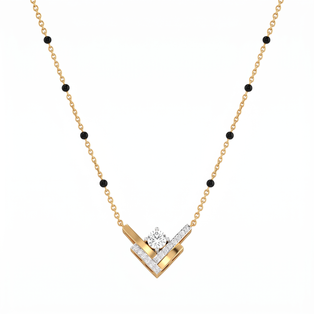 Chevron Solitaire Geometric Diamond Mangalsutra