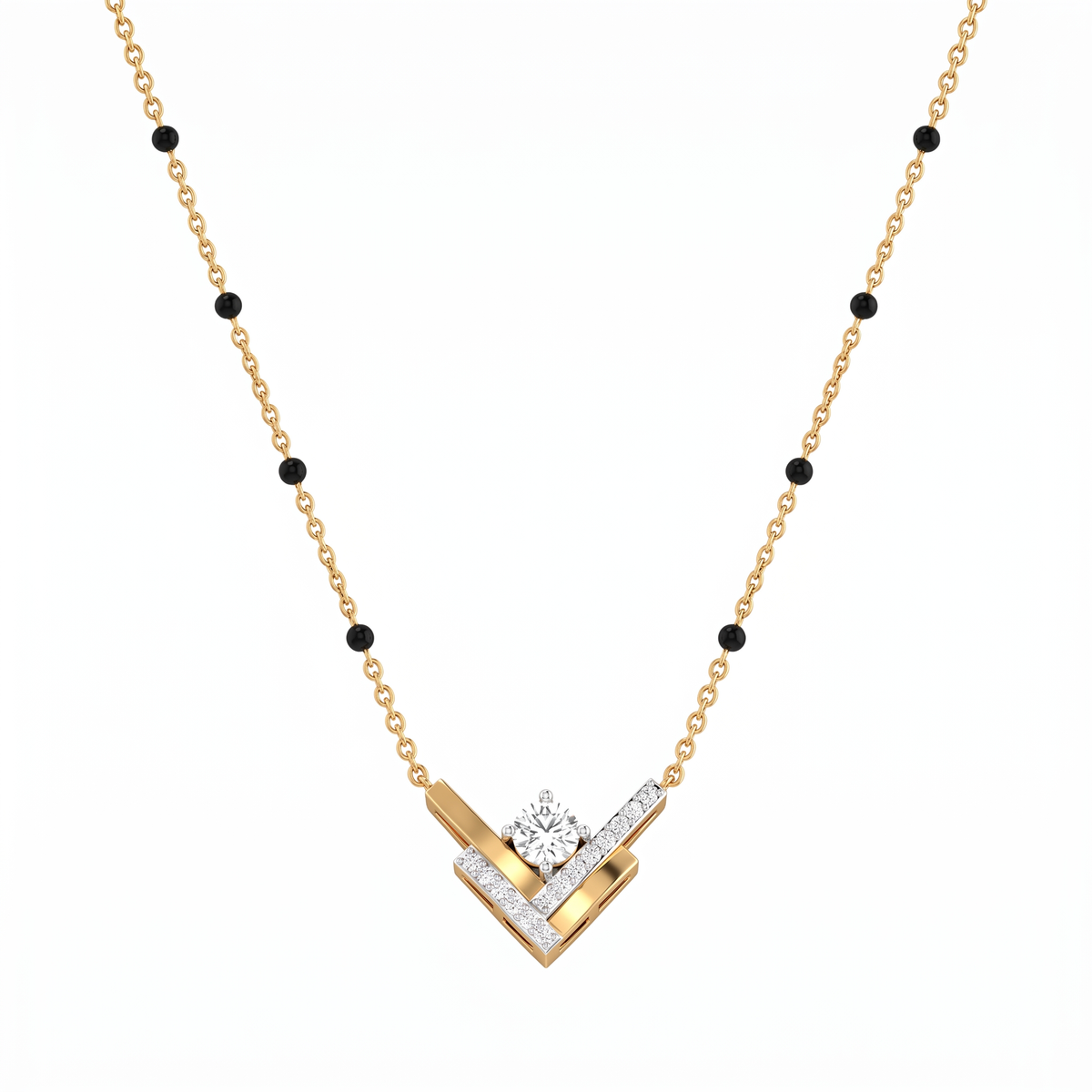 Chevron Solitaire Geometric Diamond Mangalsutra