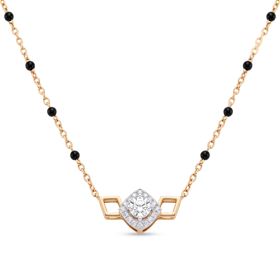 Geometric Rhombus Halo Diamond Mangalsutra