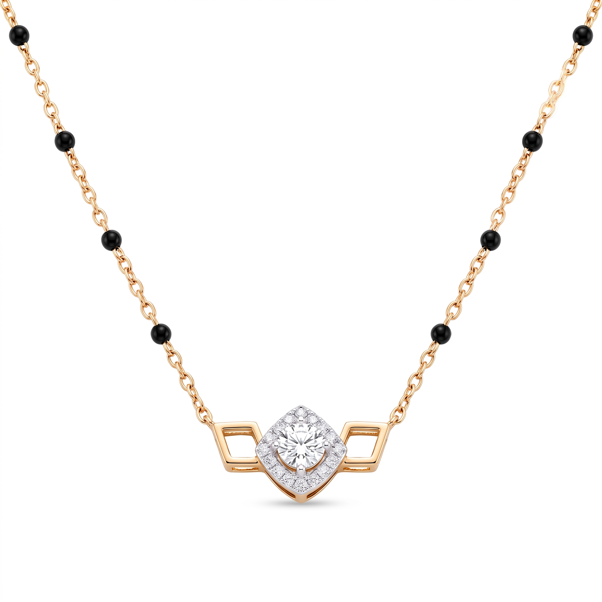 Geometric Rhombus Halo Diamond Mangalsutra