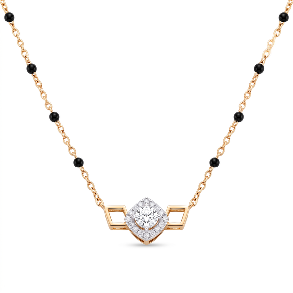 Geometric Rhombus Halo Diamond Mangalsutra