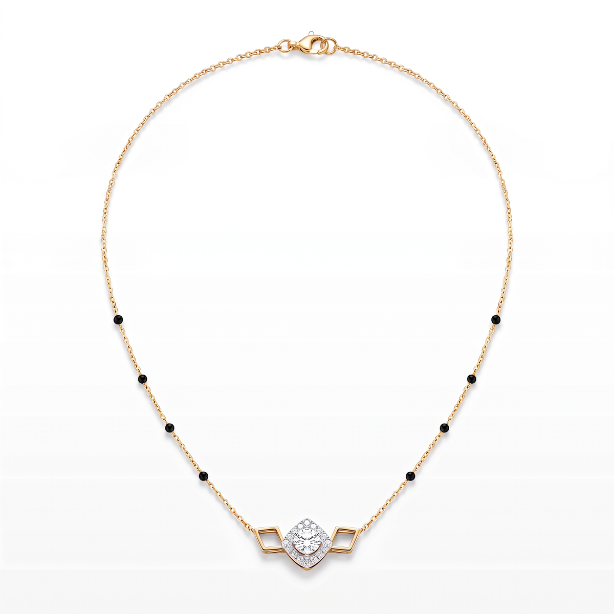 Geometric Rhombus Halo Diamond Mangalsutra