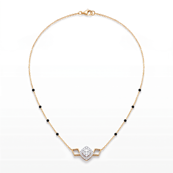 Geometric Rhombus Halo Diamond Mangalsutra