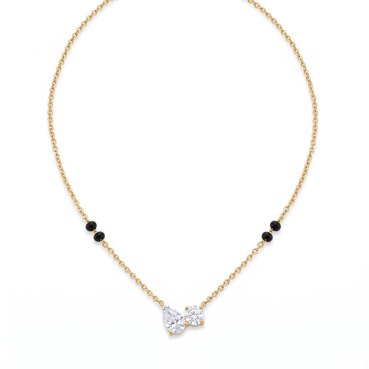 Toi et Moi Pear and Round Two Stone Diamond Mangalsutra