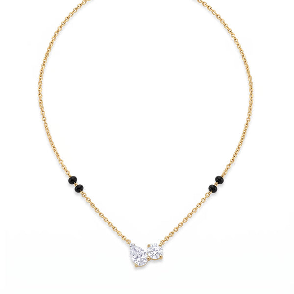Toi et Moi Pear and Round Two Stone Diamond Mangalsutra