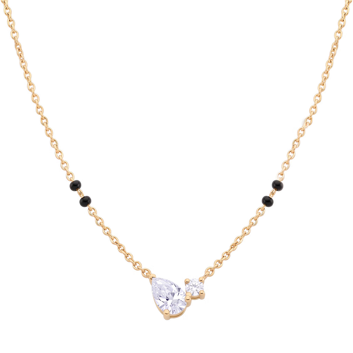 Toi et Moi Pear and Round Two Stone Diamond Mangalsutra