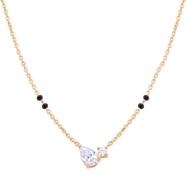 Toi et Moi Pear and Round Two Stone Diamond Mangalsutra