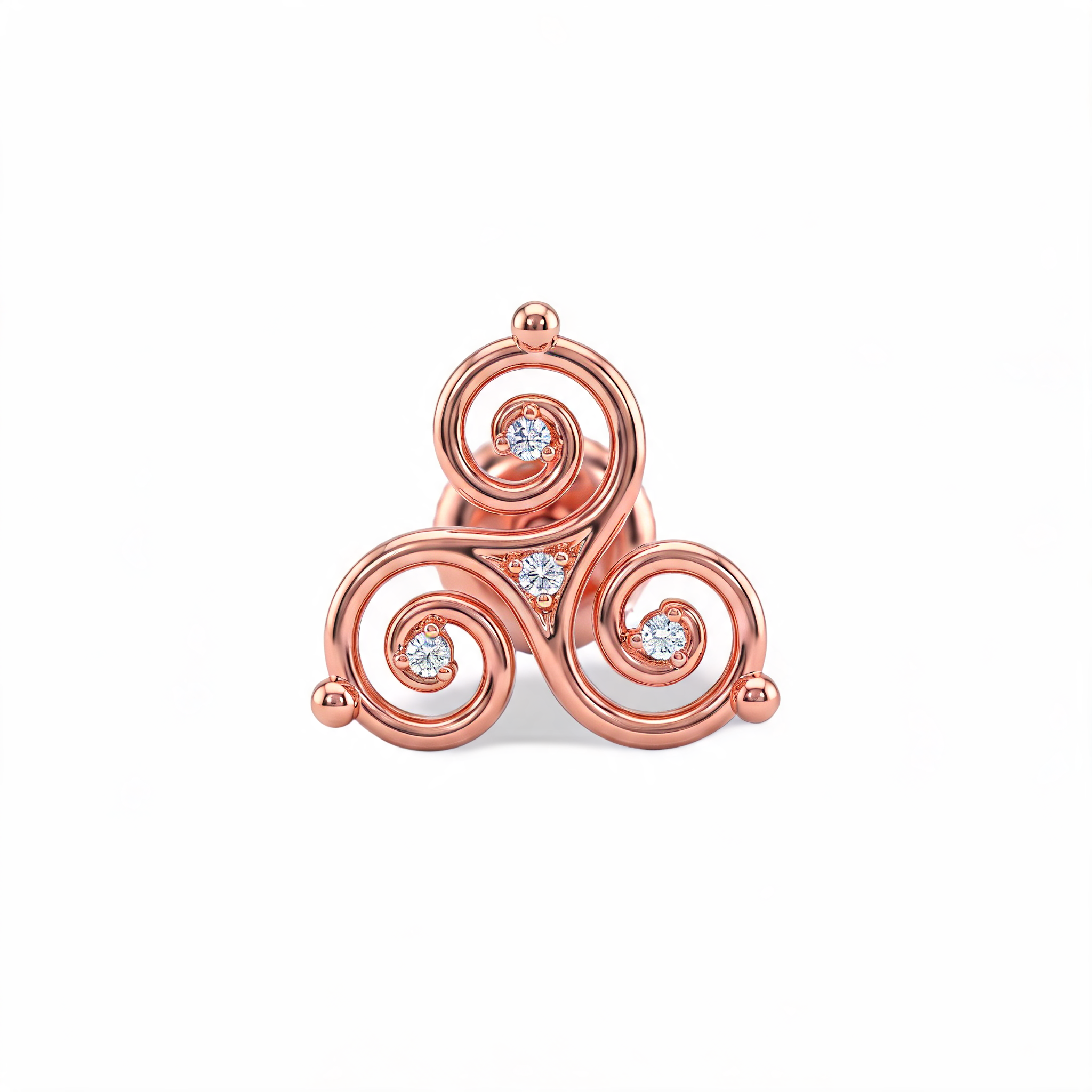 Triskelion Swirl Lab Grown Diamond Nosepin