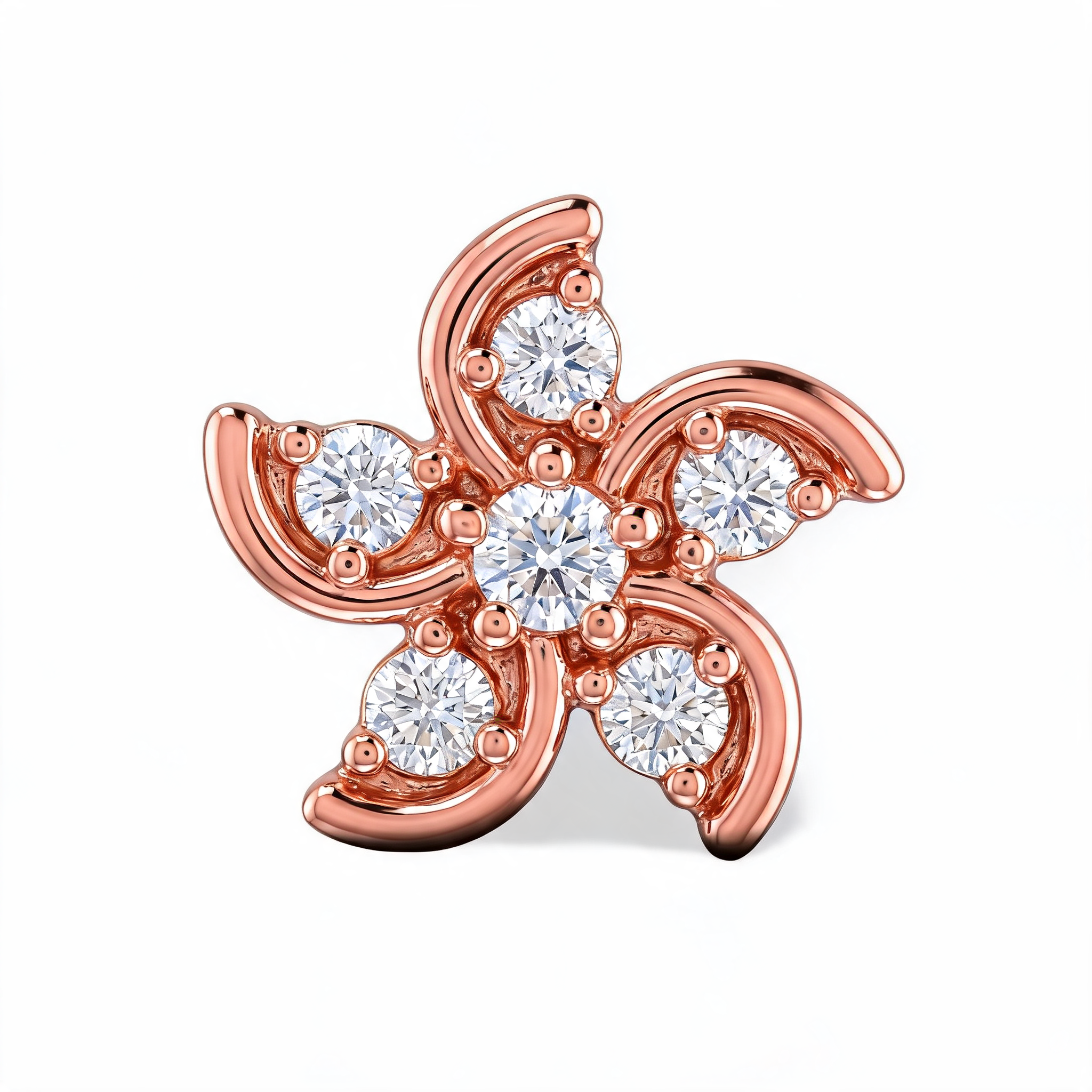 Pinwheel Petal Lab Grown Diamond Nosepin