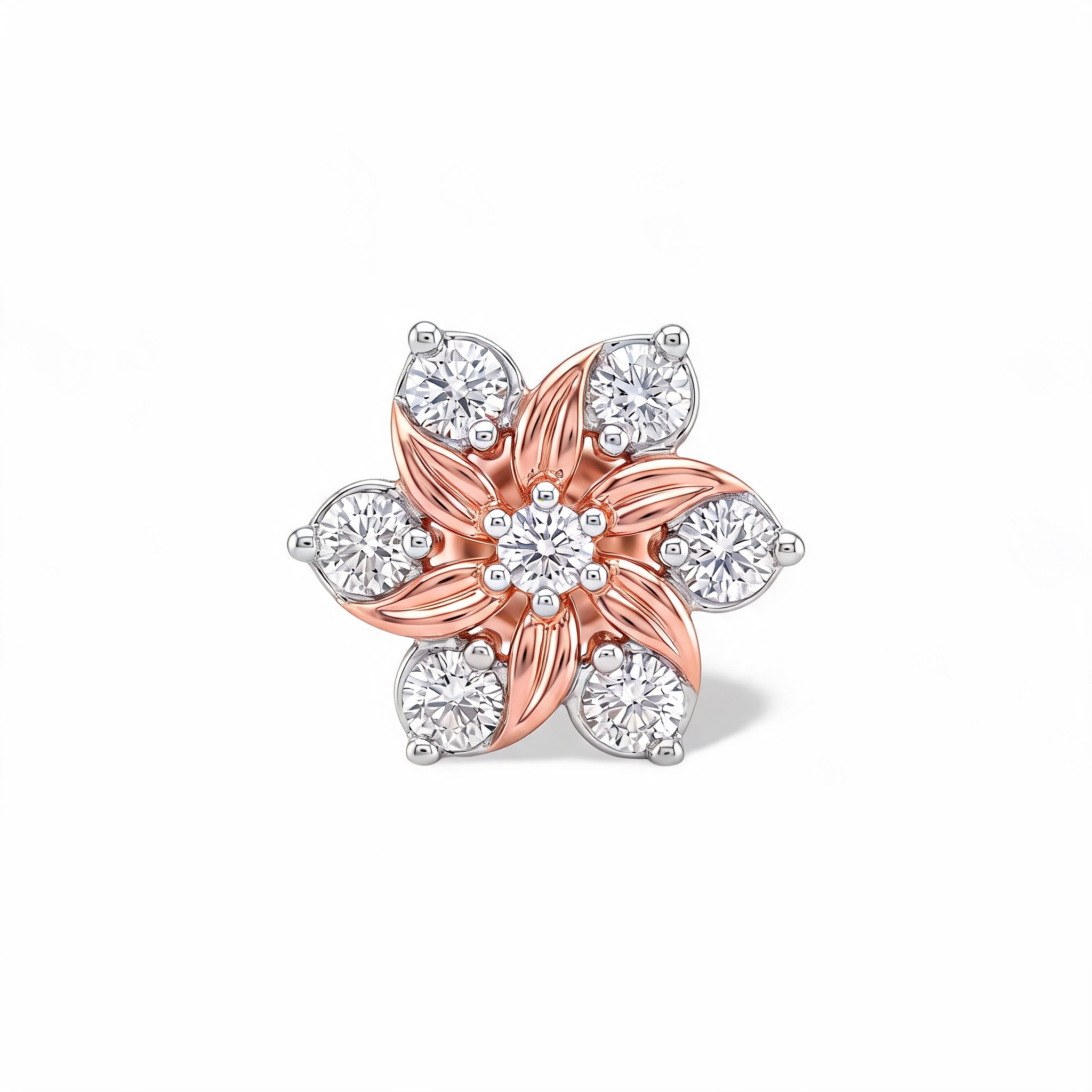 Swirling Petal Rosette Lab Grown Diamond Nosepin