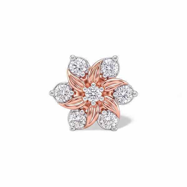 Swirling Petal Rosette Lab Grown Diamond Nosepin