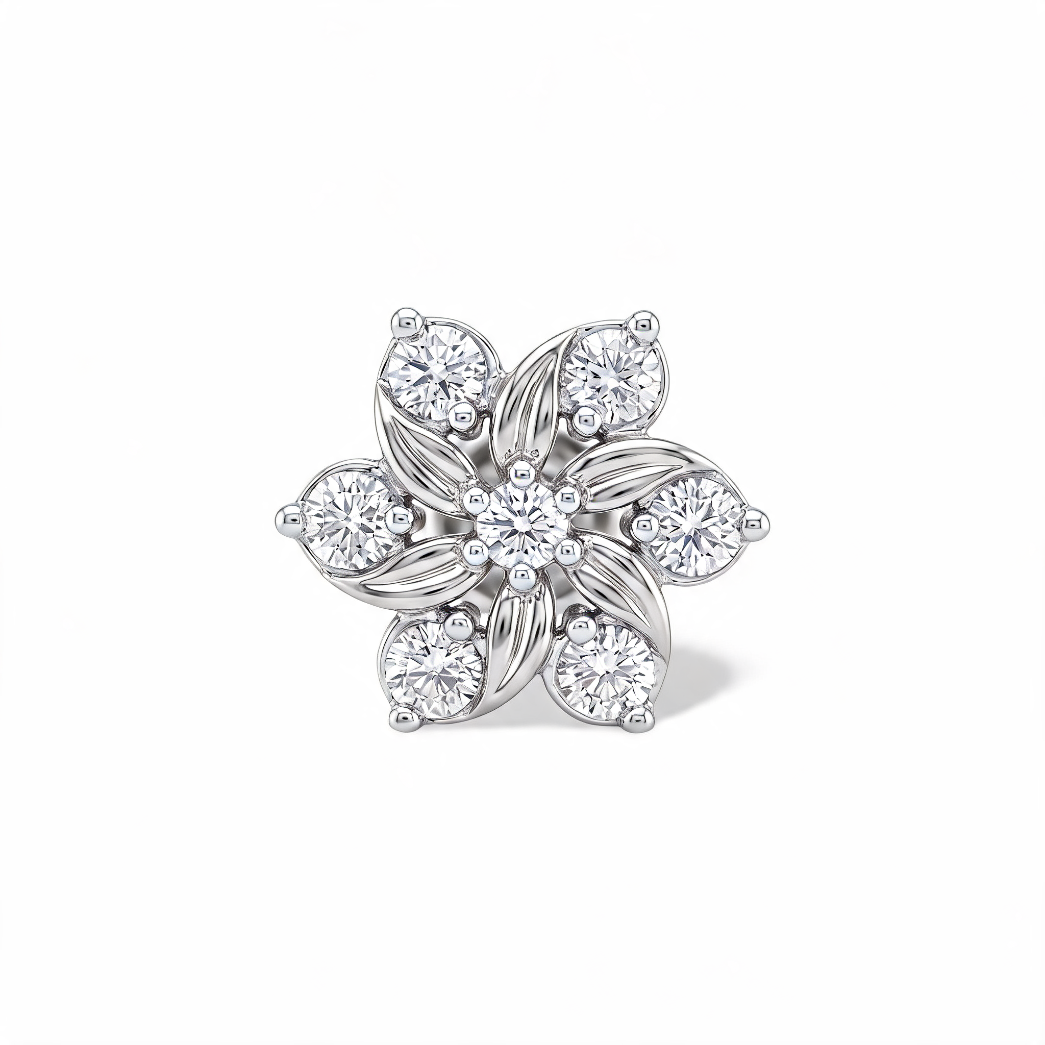 Swirling Petal Rosette Lab Grown Diamond Nosepin