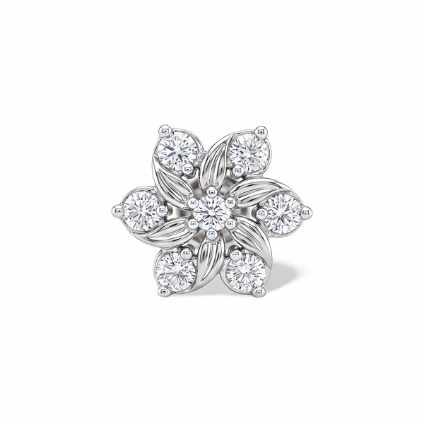 Swirling Petal Rosette Lab Grown Diamond Nosepin