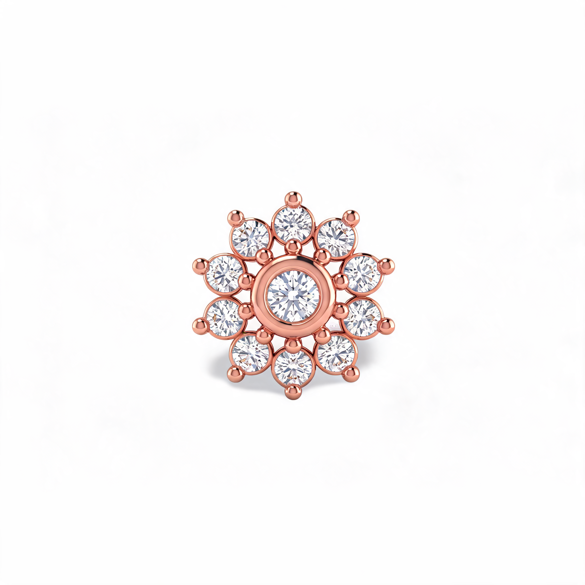 Sunflower Rosette Lab Grown Diamond Nosepin