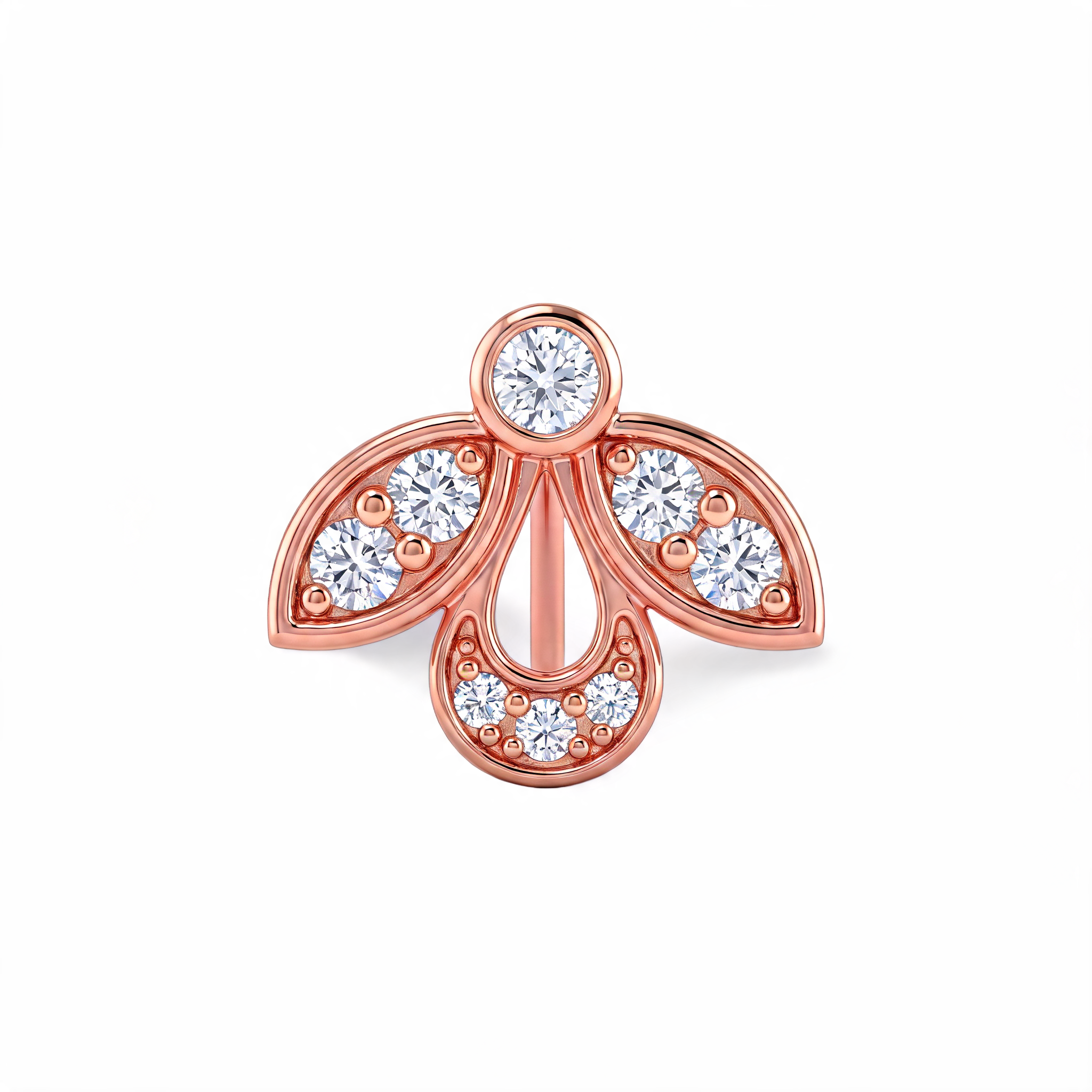 Three Petal Teardrop Lab Grown Diamond Nosepin