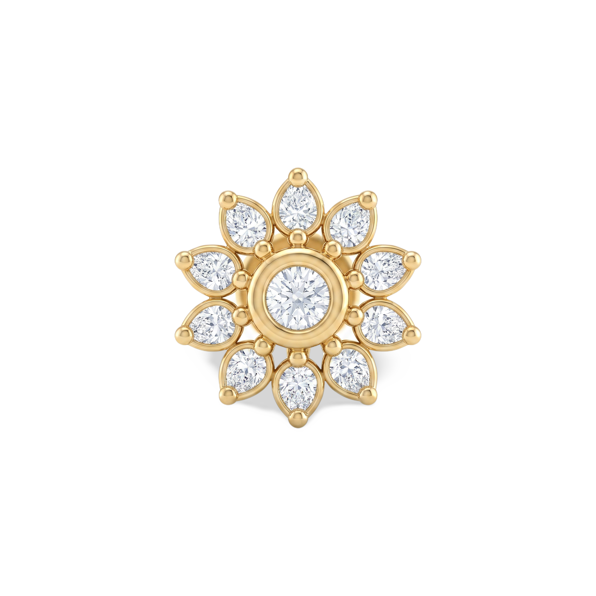 Sunflower Halo Lab Grown Diamond Nosepin