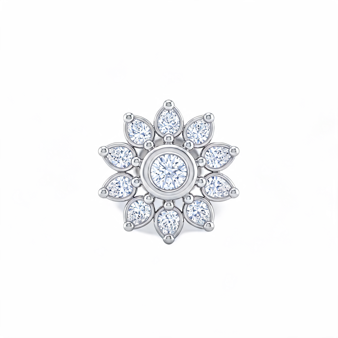 Sunflower Halo Lab Grown Diamond Nosepin