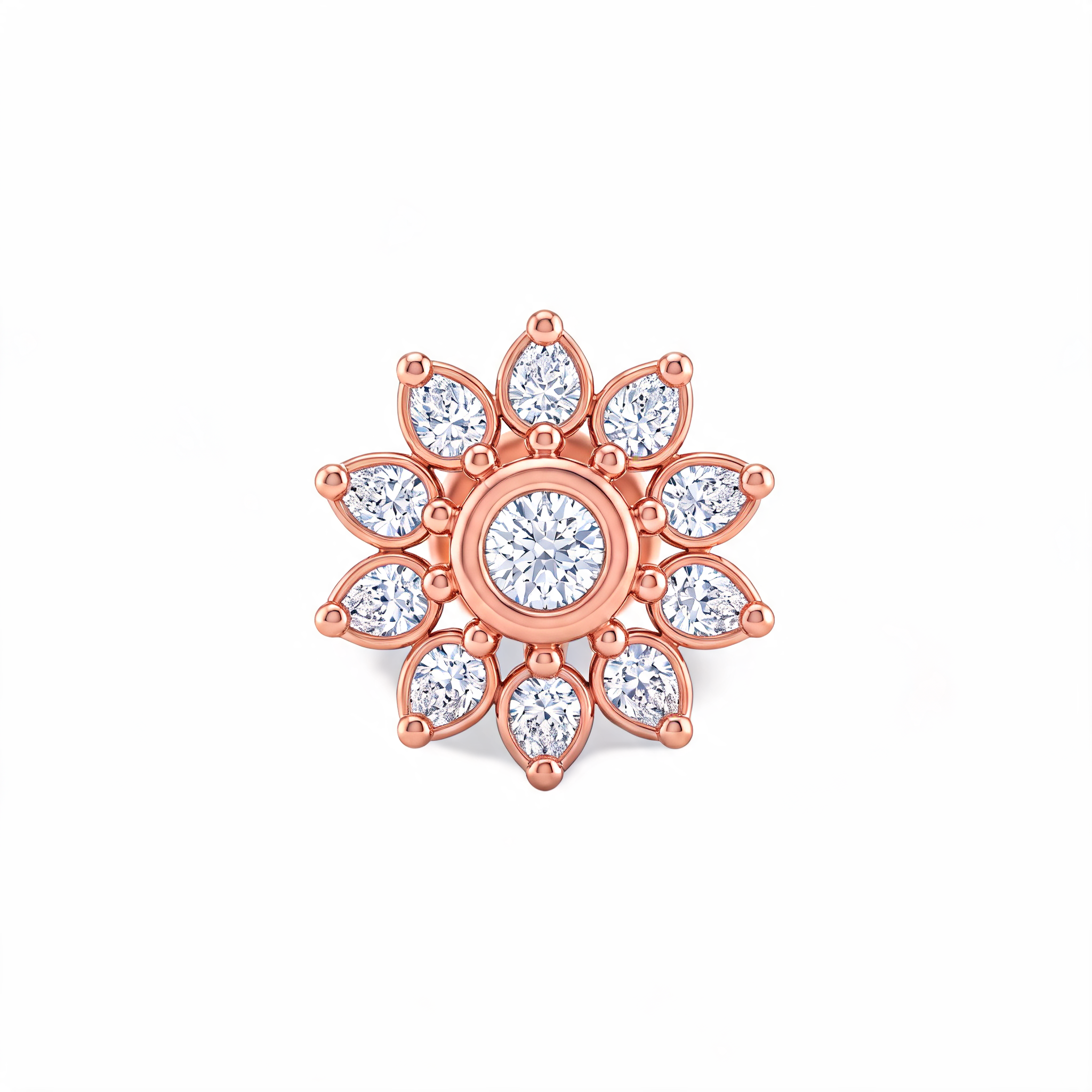 Sunflower Halo Lab Grown Diamond Nosepin