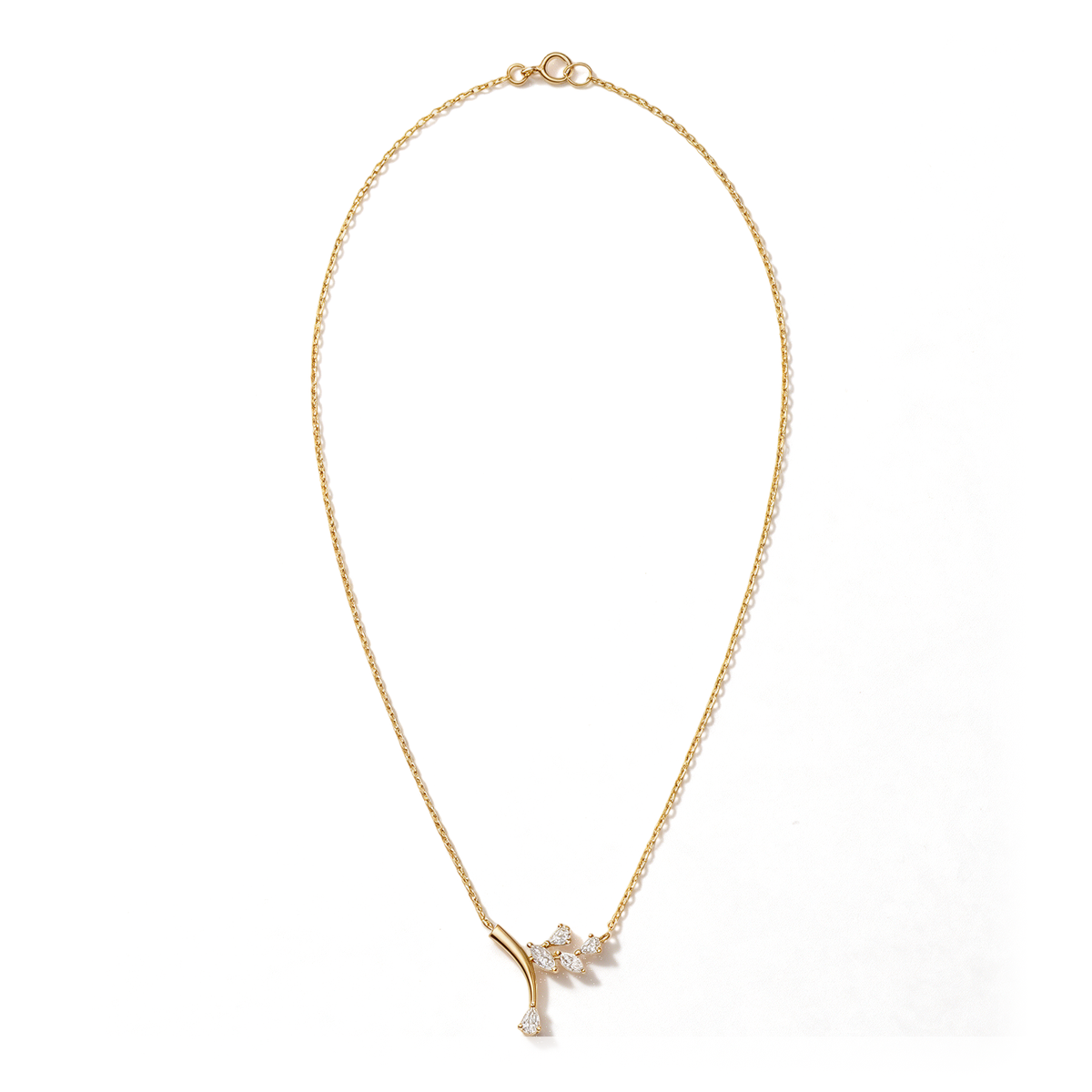 Botanical Vine Branch Marquise and Pear Diamond Pendant