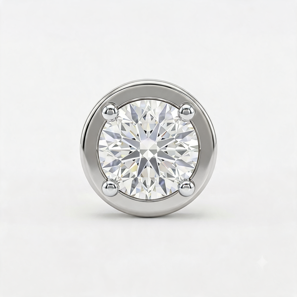 Timeless Round Bezel Solitaire Lab Grown Diamond Stud