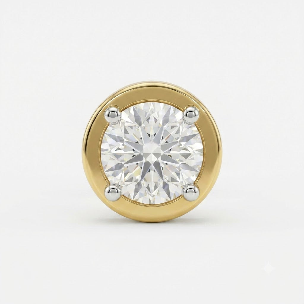 Timeless Round Bezel Solitaire Lab Grown Diamond Stud