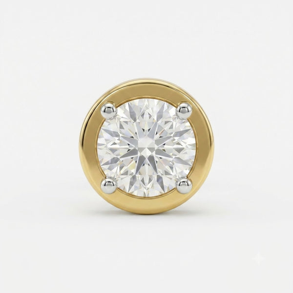 Timeless Round Bezel Solitaire Lab Grown Diamond Stud