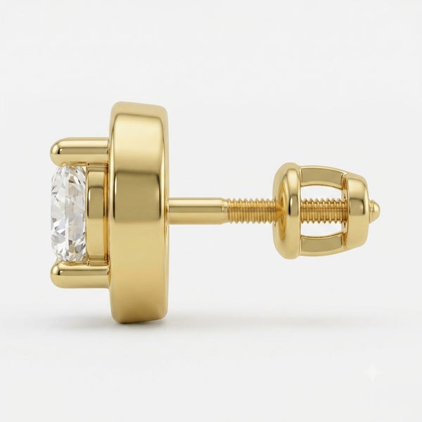 Timeless Round Bezel Solitaire Lab Grown Diamond Stud