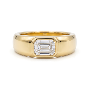 East-West Bezel Emerald Solitaire Men's Ring