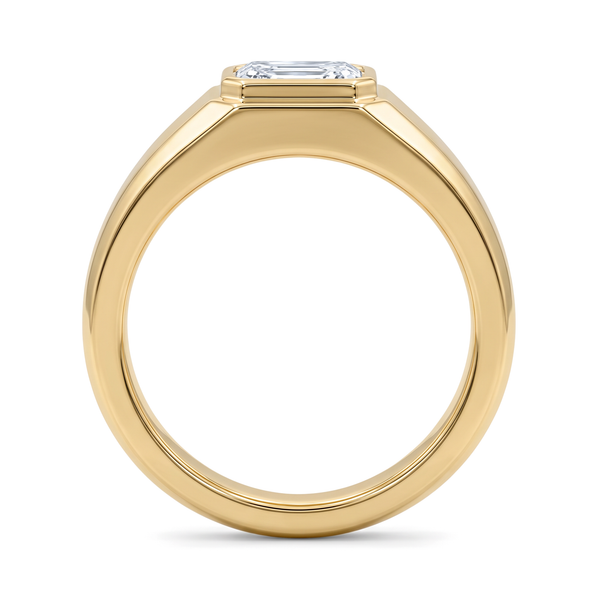 East-West Bezel Emerald Solitaire Men's Ring