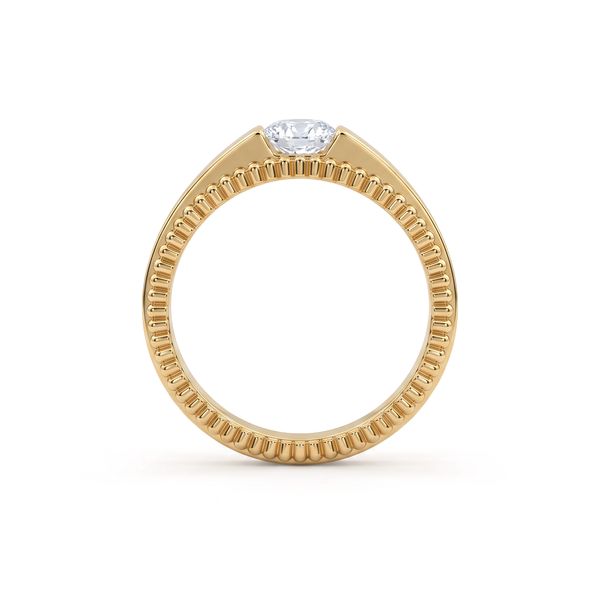 Beaded Milgrain Edge Round Solitaire Men's Ring