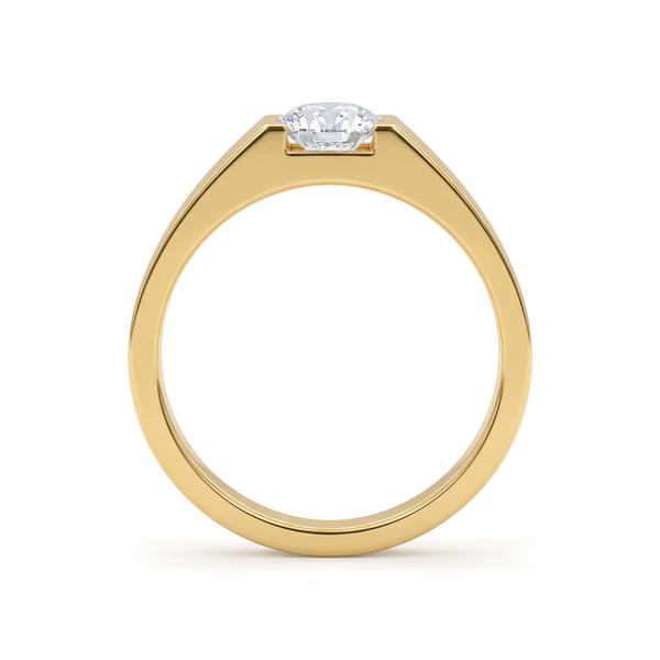 The Grooved Channel Semi-Bezel Round Solitaire Men's Ring