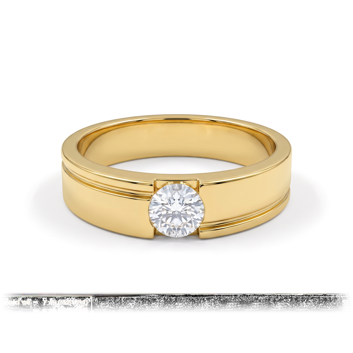 The Grooved Channel Semi-Bezel Round Solitaire Men's Ring