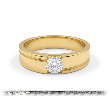 The Grooved Channel Semi-Bezel Round Solitaire Men's Ring