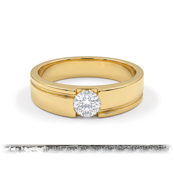 The Grooved Channel Semi-Bezel Round Solitaire Men's Ring