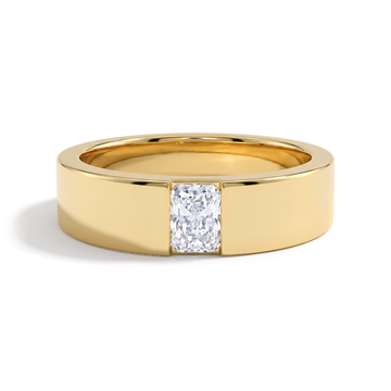 Contemporary Flat Band Radiant Solitaire Men's Ring