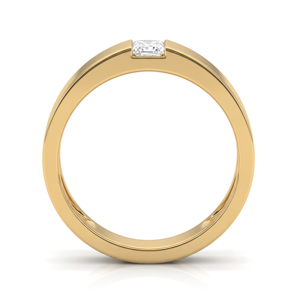 Contemporary Flat Band Radiant Solitaire Men's Ring