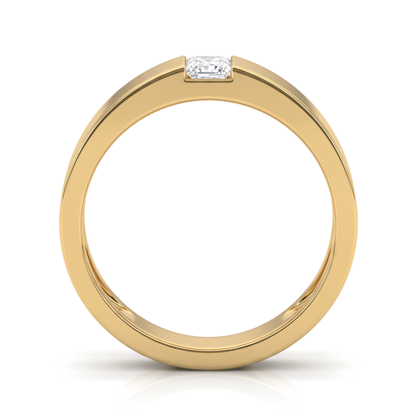 Contemporary Flat Band Radiant Solitaire Men's Ring