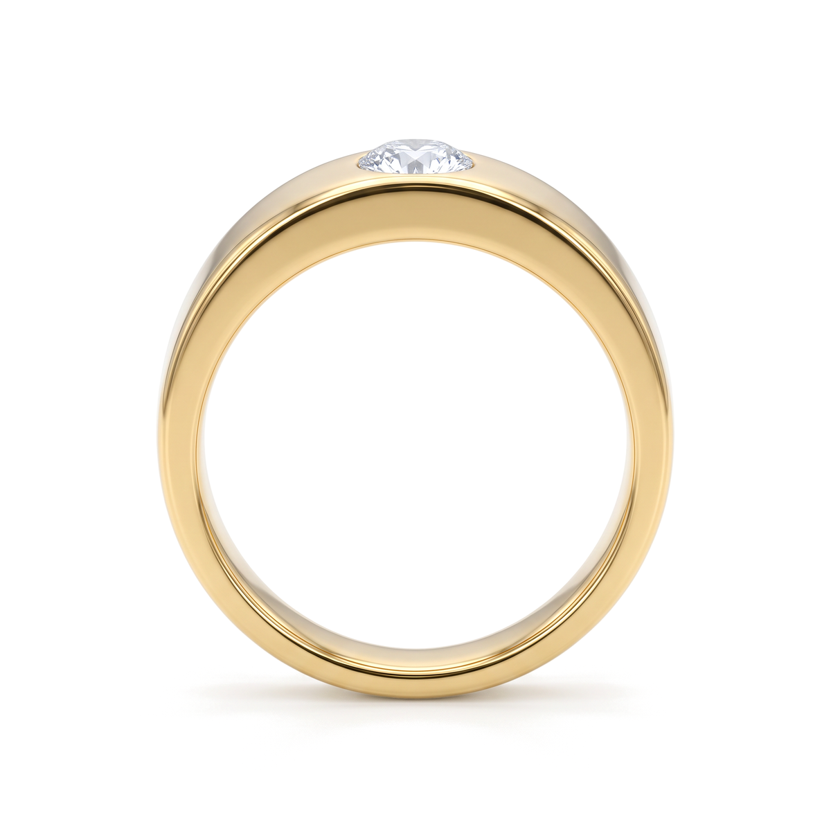 Minimalist Flush Bezel Round Solitaire Men's Ring
