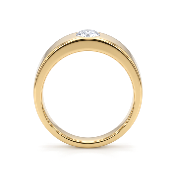 Minimalist Flush Bezel Round Solitaire Men's Ring