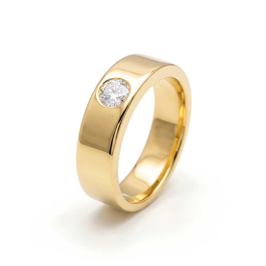 Minimalist Flush Bezel Round Solitaire Men's Ring